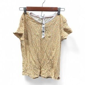 Yellow floral quarter button tee by Matilda Jane size 14 (L7)